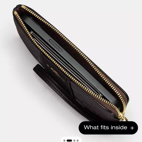 Coach Corner Zip Wristlet In Signature Canvas With Robot Print - Picture 4 of 4